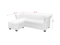 vidaXL Chesterfield-Sofa L-Form Kunstleder Weiß* Sofas