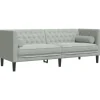 vidaXL Chesterfield-Sofa mit Nackenrollen 3-Sitzer Hellgrau Samt 2157821