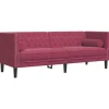 vidaXL Chesterfield-Sofa mit Nackenrollen 3-Sitzer Weinrot Samt 2144773