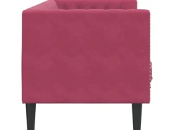 vidaXL Chesterfield-Sofa mit Nackenrollen 3-Sitzer Weinrot Samt 2144773