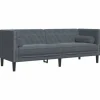 vidaXL Chesterfield-Sofa mit Nackenrollen 3-Sitzer Dunkelgrau Samt 2162728