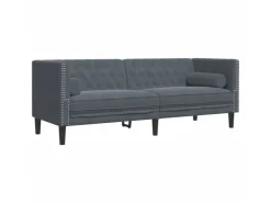 vidaXL Chesterfield-Sofa mit Nackenrollen 3-Sitzer Dunkelgrau Samt 2162728