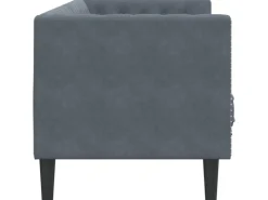 vidaXL Chesterfield-Sofa mit Nackenrollen 3-Sitzer Dunkelgrau Samt 2162728