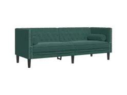 vidaXL Chesterfield-Sofa mit Nackenrollen 3-Sitzer Dunkelgrün Samt 2144774* Sofas