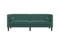 vidaXL Chesterfield-Sofa mit Nackenrollen 3-Sitzer Dunkelgrün Samt 2144774* Sofas