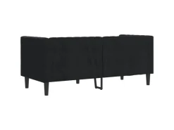 vidaXL Chesterfield-Sofa mit Nackenrollen 2-Sitzer Schwarz Samt 2144771