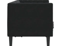 vidaXL Chesterfield-Sofa mit Nackenrollen 2-Sitzer Schwarz Samt 2144771