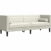 vidaXL Chesterfield-Sofa mit Nackenrollen 3-Sitzer Creme Samt 2157823