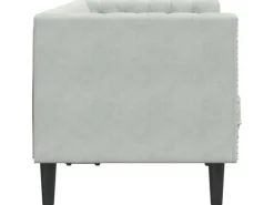 vidaXL Chesterfield-Sofa mit Nackenrollen 2-Sitzer Hellgrau Samt 2144770