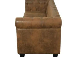 vidaXL Chesterfield-Sofa 3-Sitzer Kunstleder Braun* Sofas