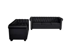 vidaXL Chesterfield-Sofas 2-Sitzer und 3-Sitzer Kunstleder Schwarz* Sofas