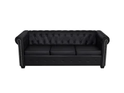 vidaXL Chesterfield-Sofas 2-Sitzer und 3-Sitzer Kunstleder Schwarz* Sofas