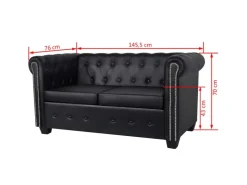 vidaXL Chesterfield-Sofas 2-Sitzer und 3-Sitzer Kunstleder Schwarz* Sofas