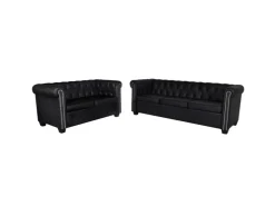 vidaXL Chesterfield-Sofas 2-Sitzer und 3-Sitzer Kunstleder Schwarz* Sofas