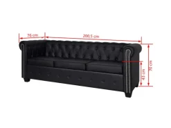 vidaXL Chesterfield-Sofas 2-Sitzer und 3-Sitzer Kunstleder Schwarz* Sofas