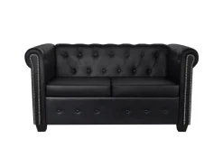 vidaXL Chesterfield-Sofas 2-Sitzer und 3-Sitzer Kunstleder Schwarz* Sofas