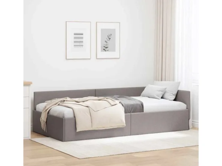 vidaXL Eckbettgestell mit Kopfteil 100 x 200 cm Stoff 42016056* Betten