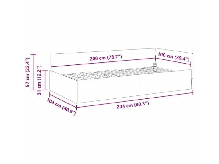 vidaXL Eckbettgestell mit Kopfteil 100 x 200 cm Stoff 42016056* Betten