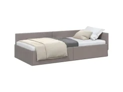 vidaXL Eckbettgestell mit Kopfteil 100 x 200 cm Stoff 42016056* Betten