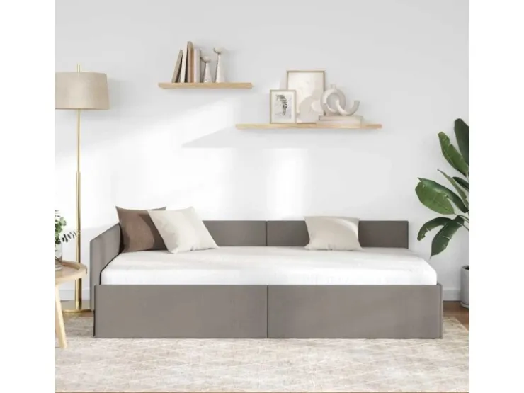 vidaXL Eckbettgestell mit Kopfteil 100 x 200 cm Stoff 42016056* Betten