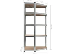vidaXL Eckregal mit 5 Böden n Stahl & Holzwerkstoff 144264