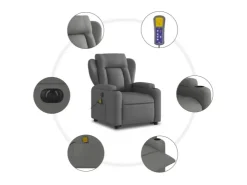 vidaXL Elektrischer Massagesessel mit Aufstehhilfe Dunkelgrau Stoff Modell 6* Sessel