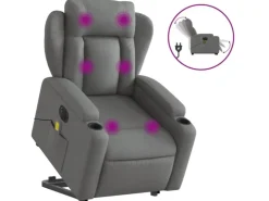 vidaXL Elektrischer Massagesessel mit Aufstehhilfe Dunkelgrau Stoff Modell 6* Sessel