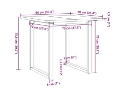 vidaXL Esstisch O-Gestell 90x90x75,5 Massivholz Kiefer und Gusseisen* Tische