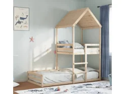 vidaXL Etagenbett mit Dach 80x200 cm Massivholz Kiefer2012220* Betten|Leitern