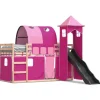 vidaXL Etagenbett mit Rutsche und Gardinen Rosa 80x200 cm2101526