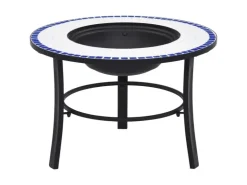 vidaXl Feuerstelle Mosaik Keramik Blau und Weiß 68 cm