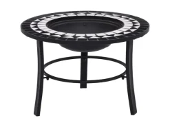 vidaXL Feuerstelle Mosaik Keramik Schwarz und Weiß 68 cm