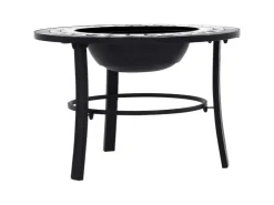 vidaXL Feuerstelle Mosaik Keramik Schwarz und Weiß 68 cm