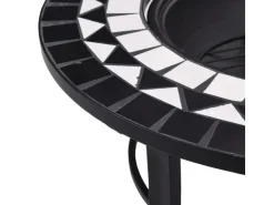 vidaXL Feuerstelle Mosaik Keramik Schwarz und Weiß 68 cm