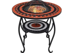 vidaXL Feuertisch Mosaik Keramik Terracotta und Weiß 68 cm