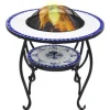 vidaXL Feuertisch Mosaik Keramik Blau und Weiß 68 cm* Mosaik
