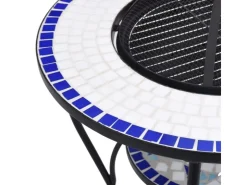 vidaXL Feuertisch Mosaik Keramik Blau und Weiß 68 cm* Mosaik