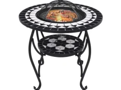 vidaXL Feuertisch Mosaik Keramik Schwarz und Weiß 68 cm