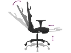 vidaXL Gaming-Stuhl mit Fußstütze Schwarz und Weiß Stoff Modell 1