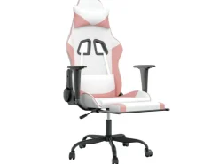 vidaXL Gaming-Stuhl mit Fußstütze Weiß und Rosa Kunstleder Modell 2* Stühle
