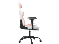 vidaXL Gaming-Stuhl mit Fußstütze Weiß und Rosa Kunstleder Modell 2* Stühle