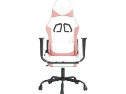 vidaXL Gaming-Stuhl mit Fußstütze Weiß und Rosa Kunstleder Modell 2* Stühle
