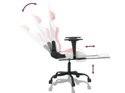 vidaXL Gaming-Stuhl mit Fußstütze Weiß und Rosa Kunstleder Modell 2* Stühle