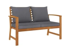 vidaXL Gartenbank 120 cm mit Dunkelgrauen Kissen Massivholz Akazie* Kissen