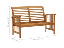 vidaXL Gartenbank Massivholz Akazie 119 cm* Sitzbänke