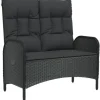 vidaXL Gartenbank mit Liegefunktion & Kissen 107cm Poly Rattan Schwarz* Kissen