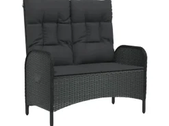 vidaXL Gartenbank mit Liegefunktion & Kissen 107cm Poly Rattan Schwarz* Kissen