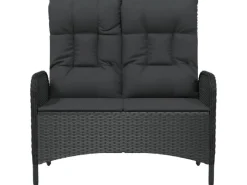 vidaXL Gartenbank mit Liegefunktion & Kissen 107cm Poly Rattan Schwarz* Kissen