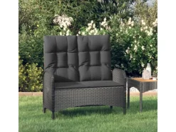 vidaXL Gartenbank mit Liegefunktion & Kissen 107cm Poly Rattan Schwarz* Kissen
