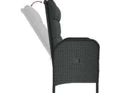 vidaXL Gartenbank mit Liegefunktion & Kissen 107cm Poly Rattan Schwarz* Kissen